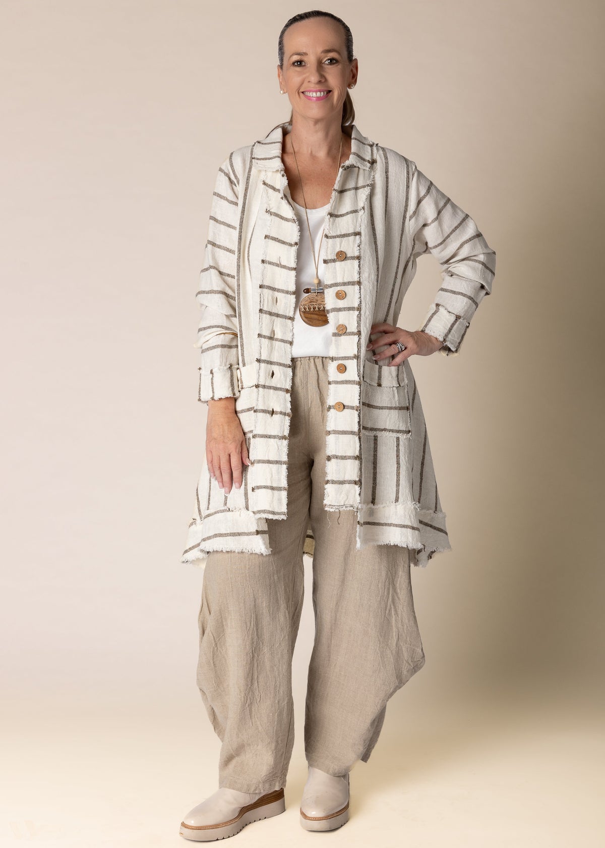 Elodie Linen Jacket in Cream