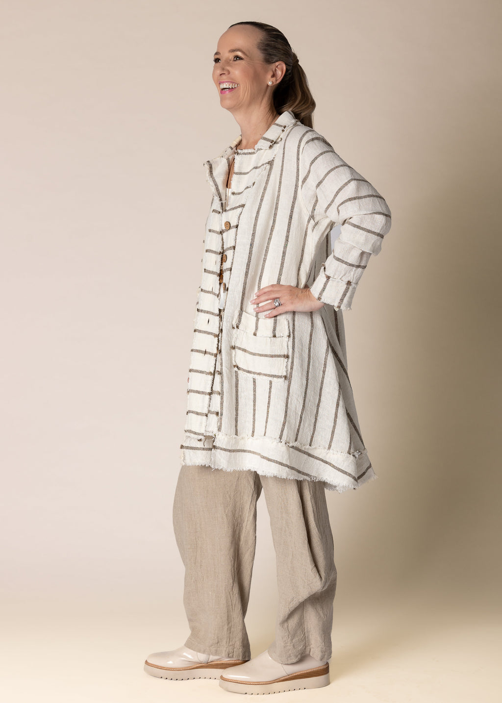 Elodie Linen Jacket in Cream