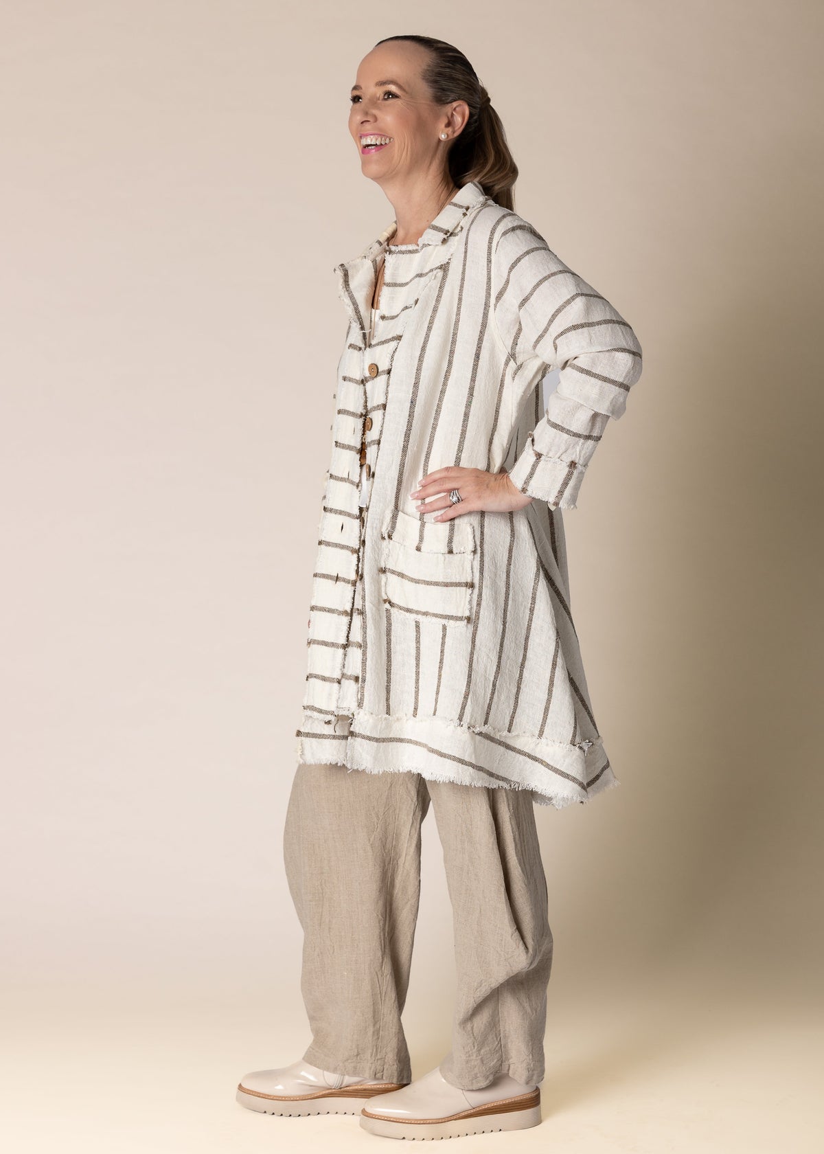 Elodie Linen Jacket in Cream