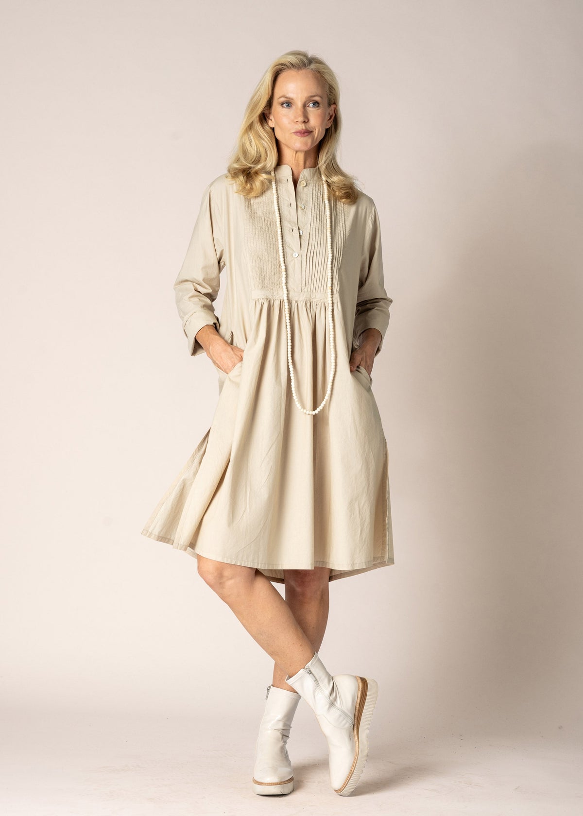 Cove Cotton Dress in Latte