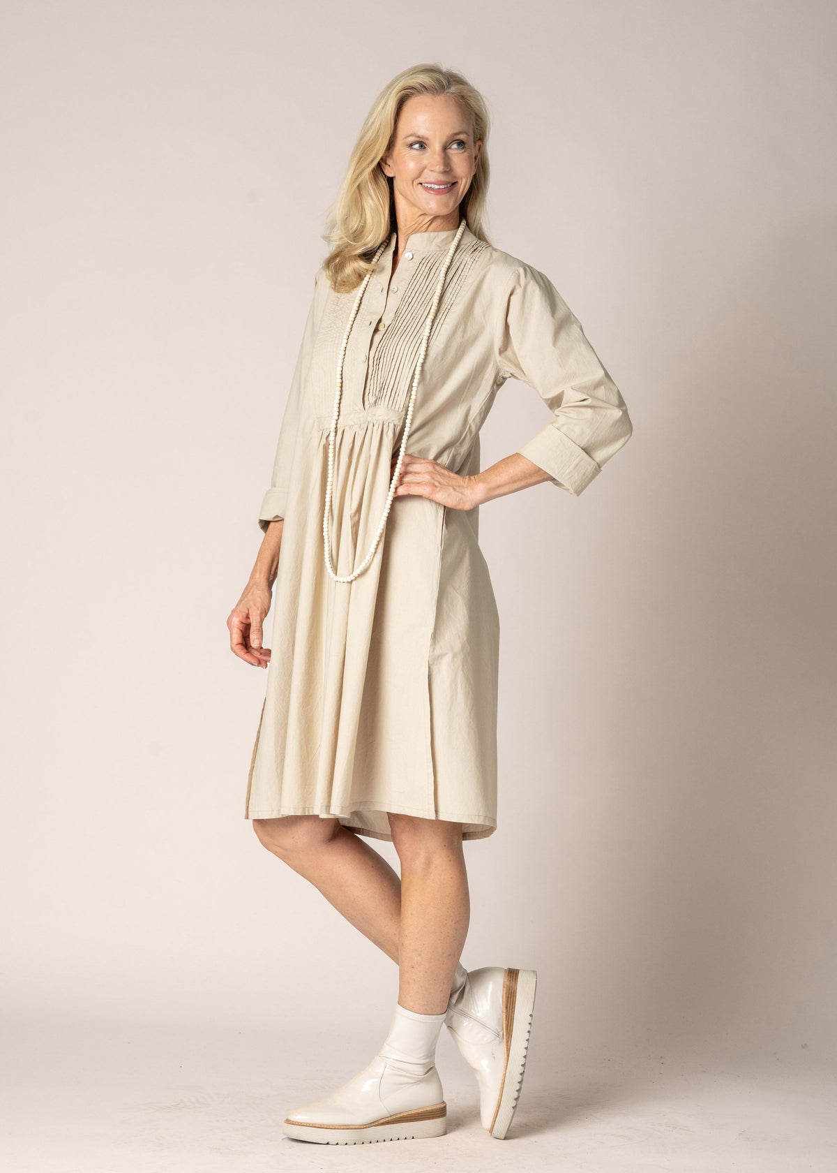 Cove Cotton Dress in Latte