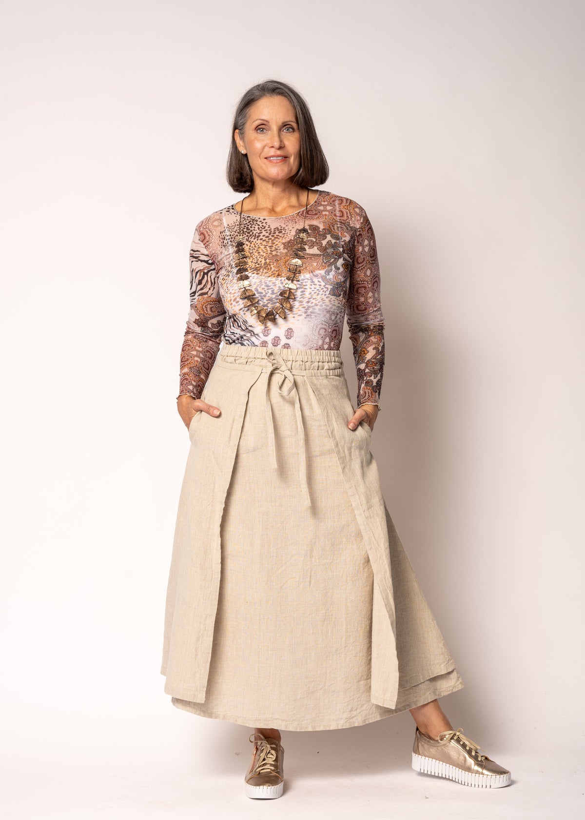 Remington Linen Skirt in Latte