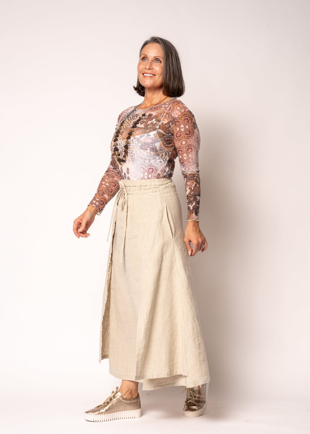 Remington Linen Skirt in Latte