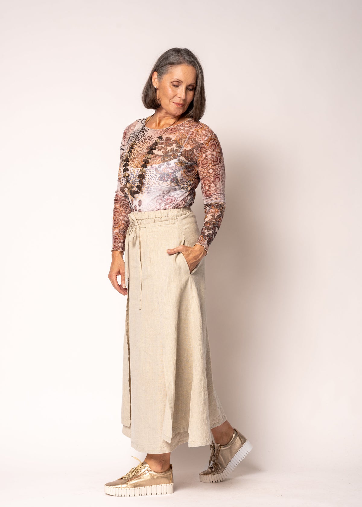 Remington Linen Skirt in Latte