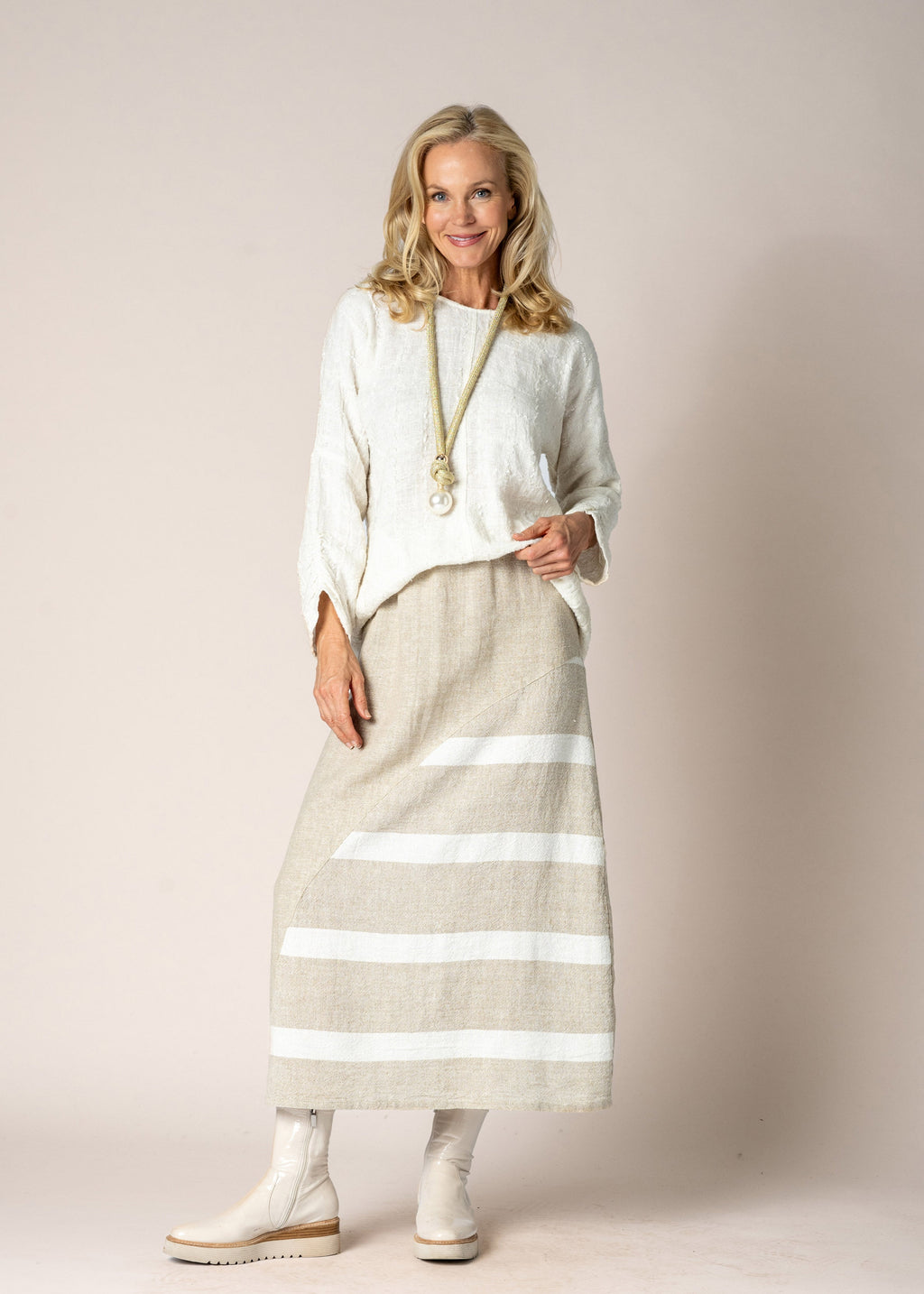 Carmina Linen Top in Cream