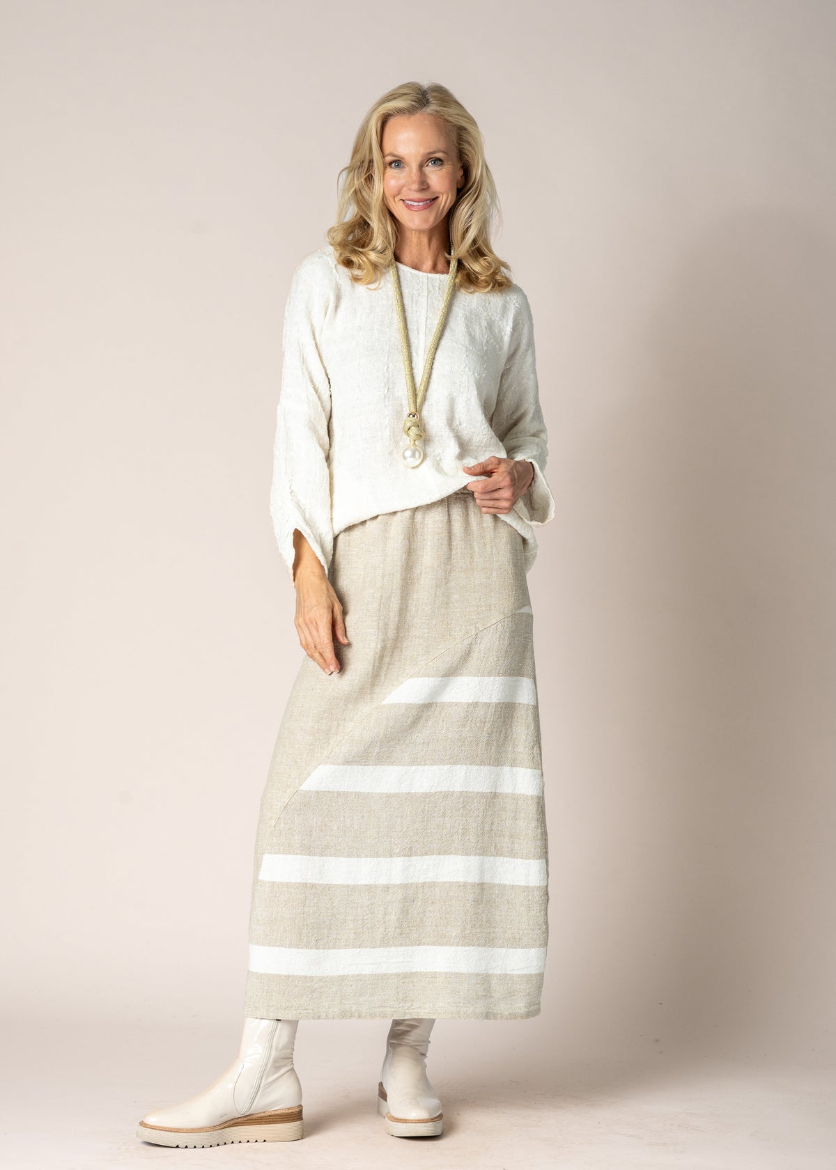 Verity Linen Skirt in Latte