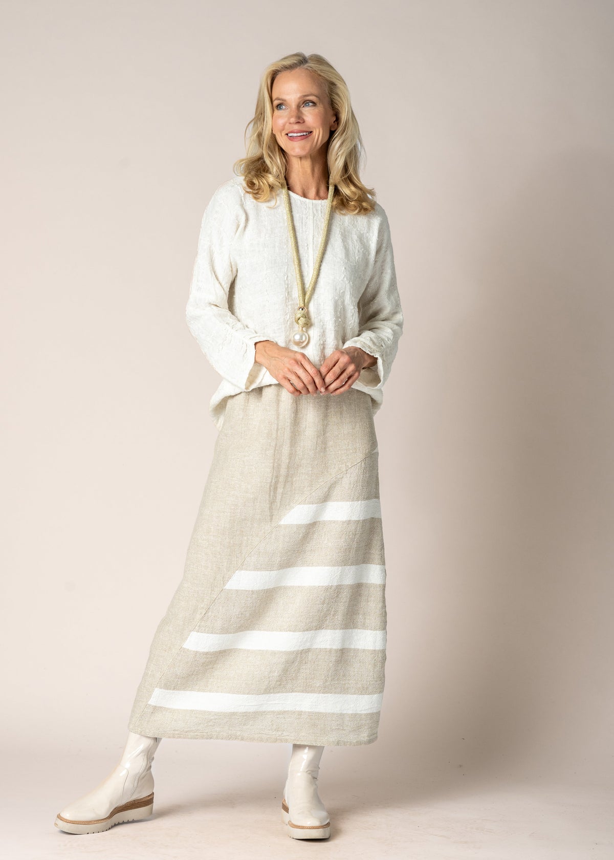 Carmina Linen Top in Cream