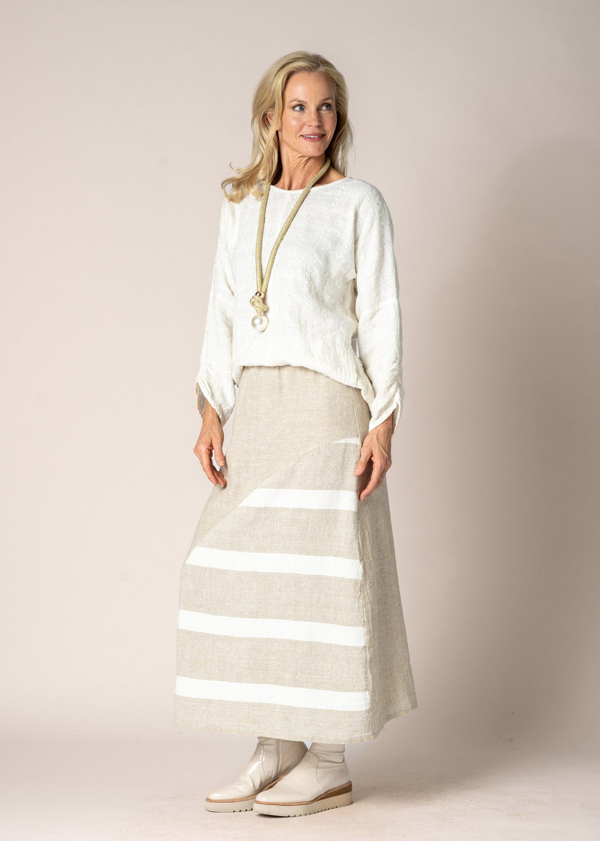 Carmina Linen Top in Cream