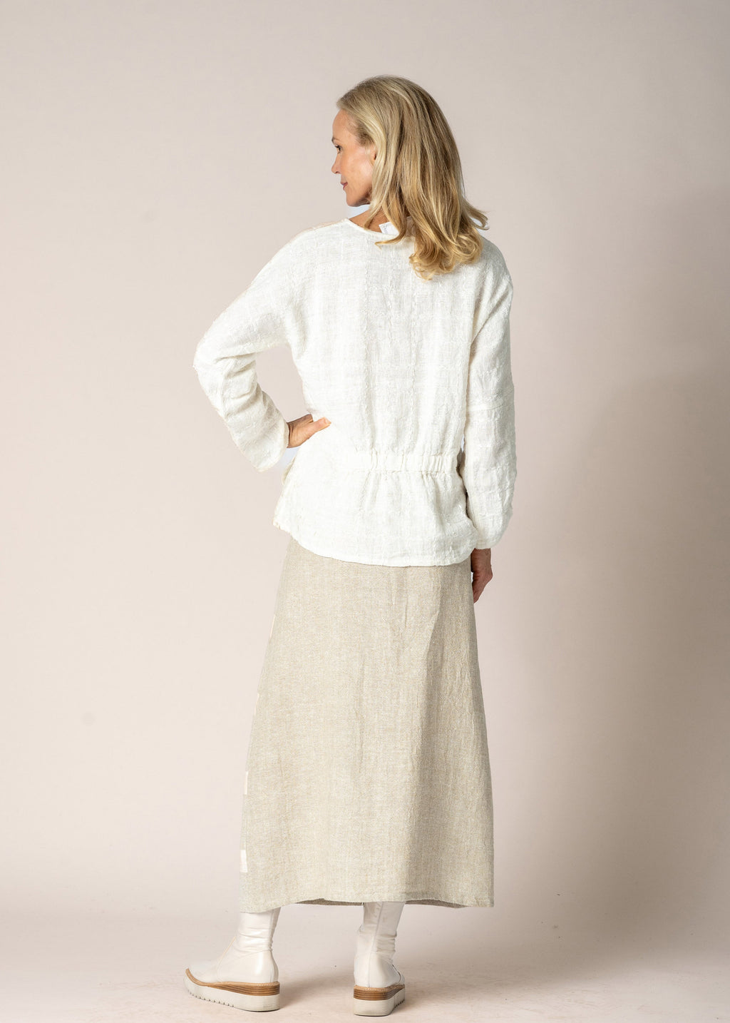 Carmina Linen Top in Cream