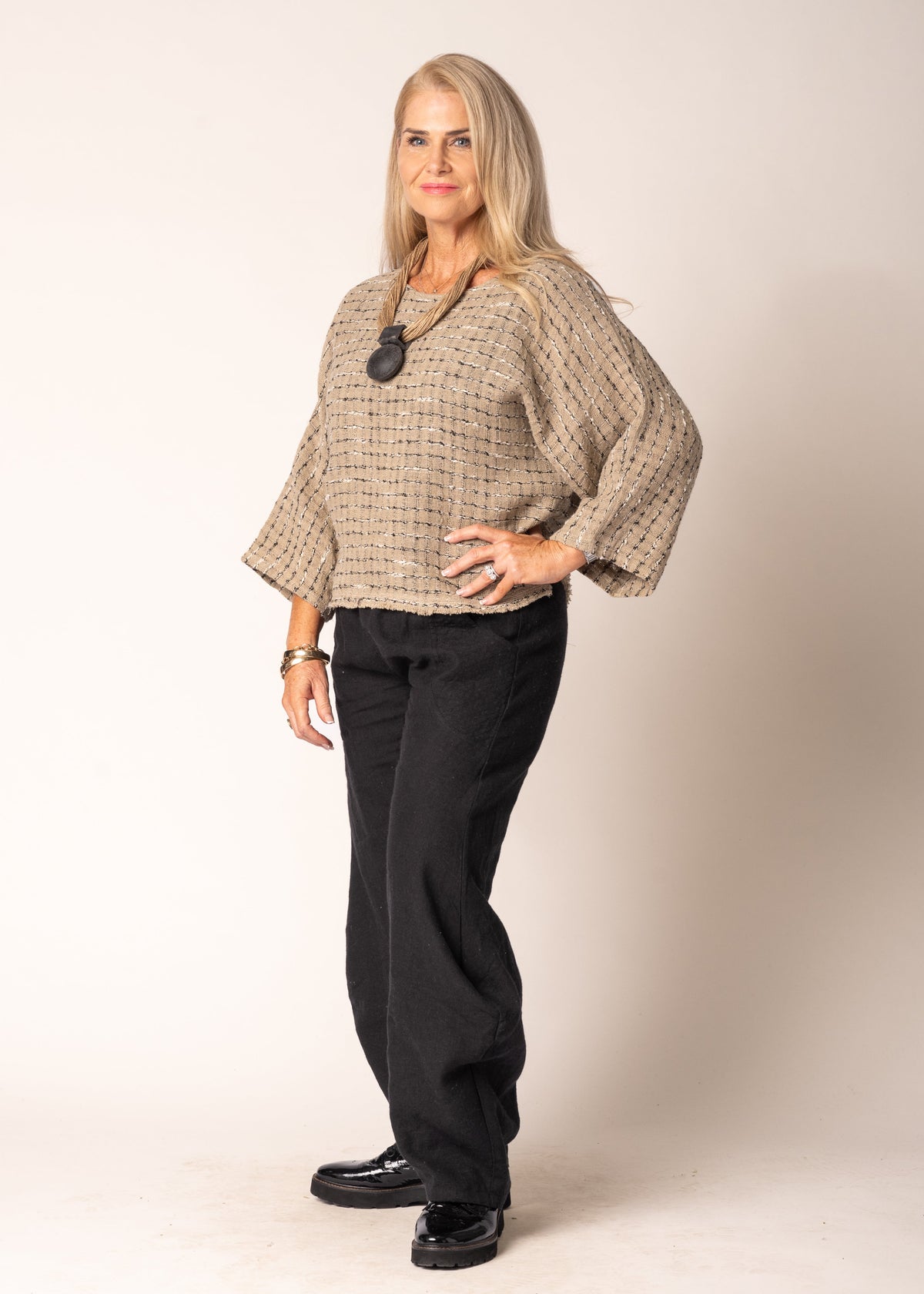 Naida Linen Top in Latte