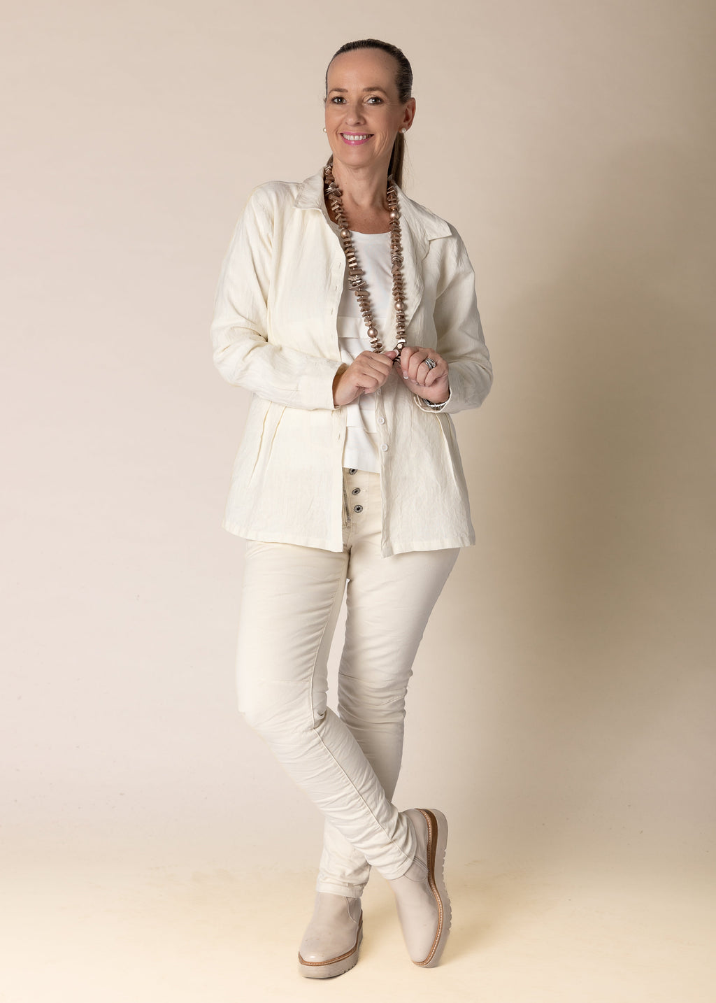 Lilou Linen Top in Cream