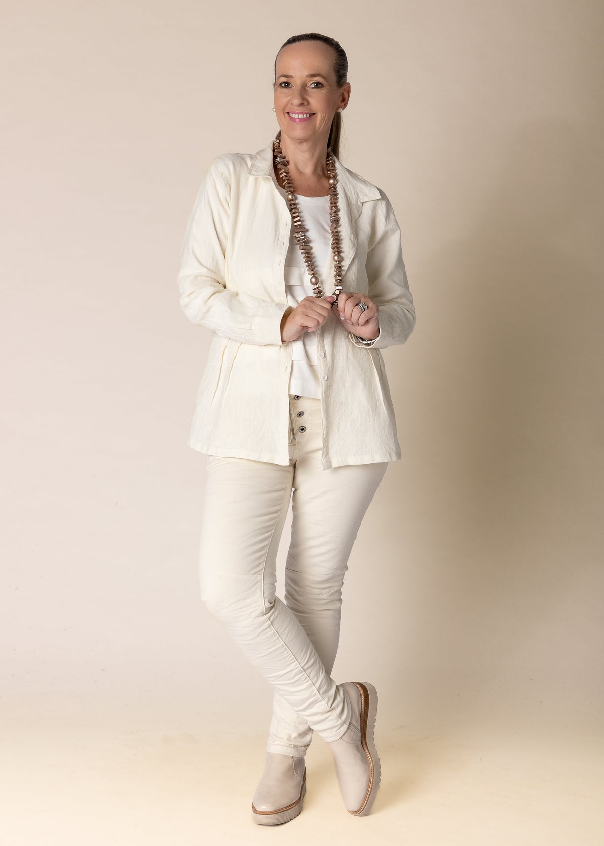 Lilou Linen Top in Cream