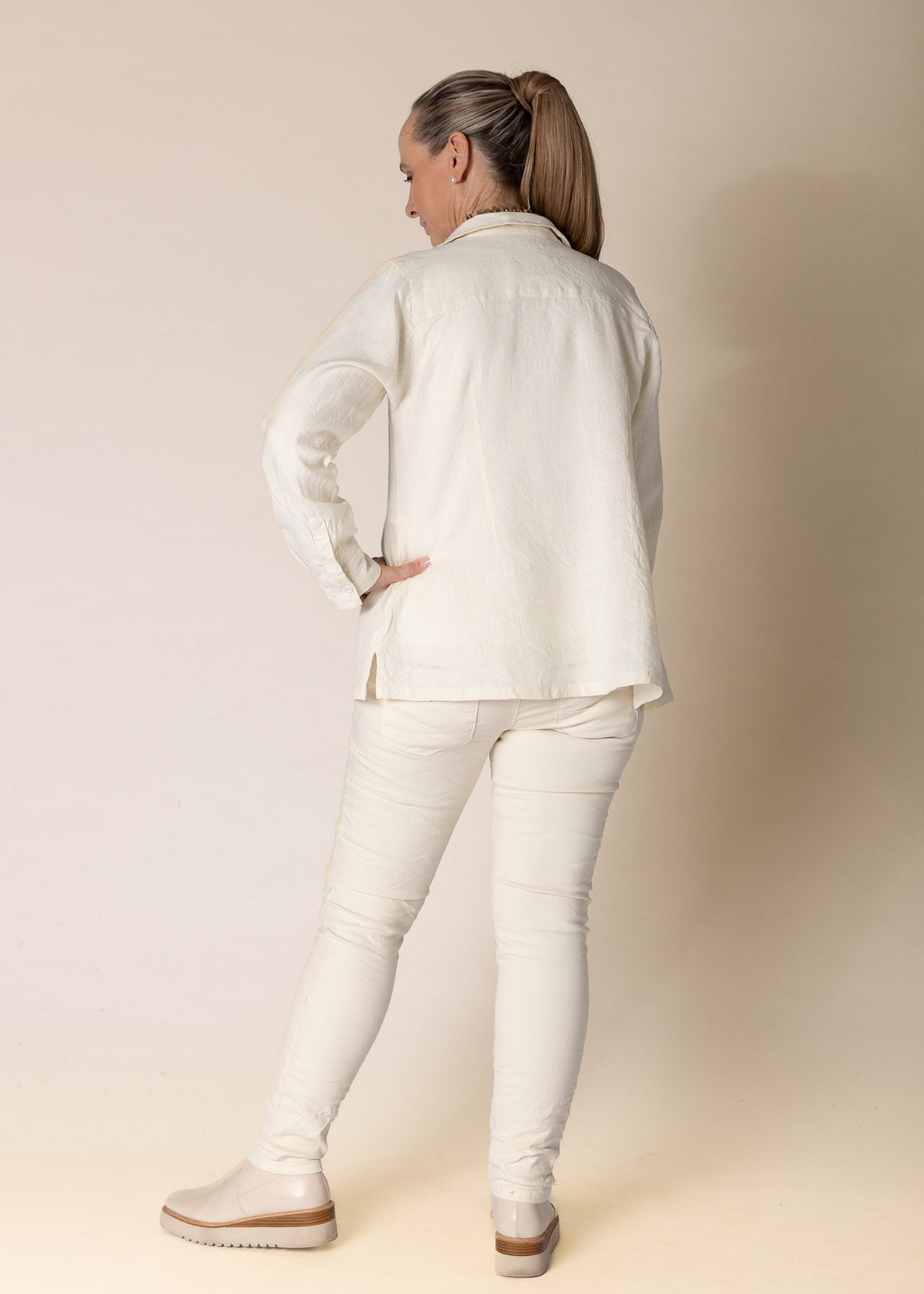 Lilou Linen Top in Cream