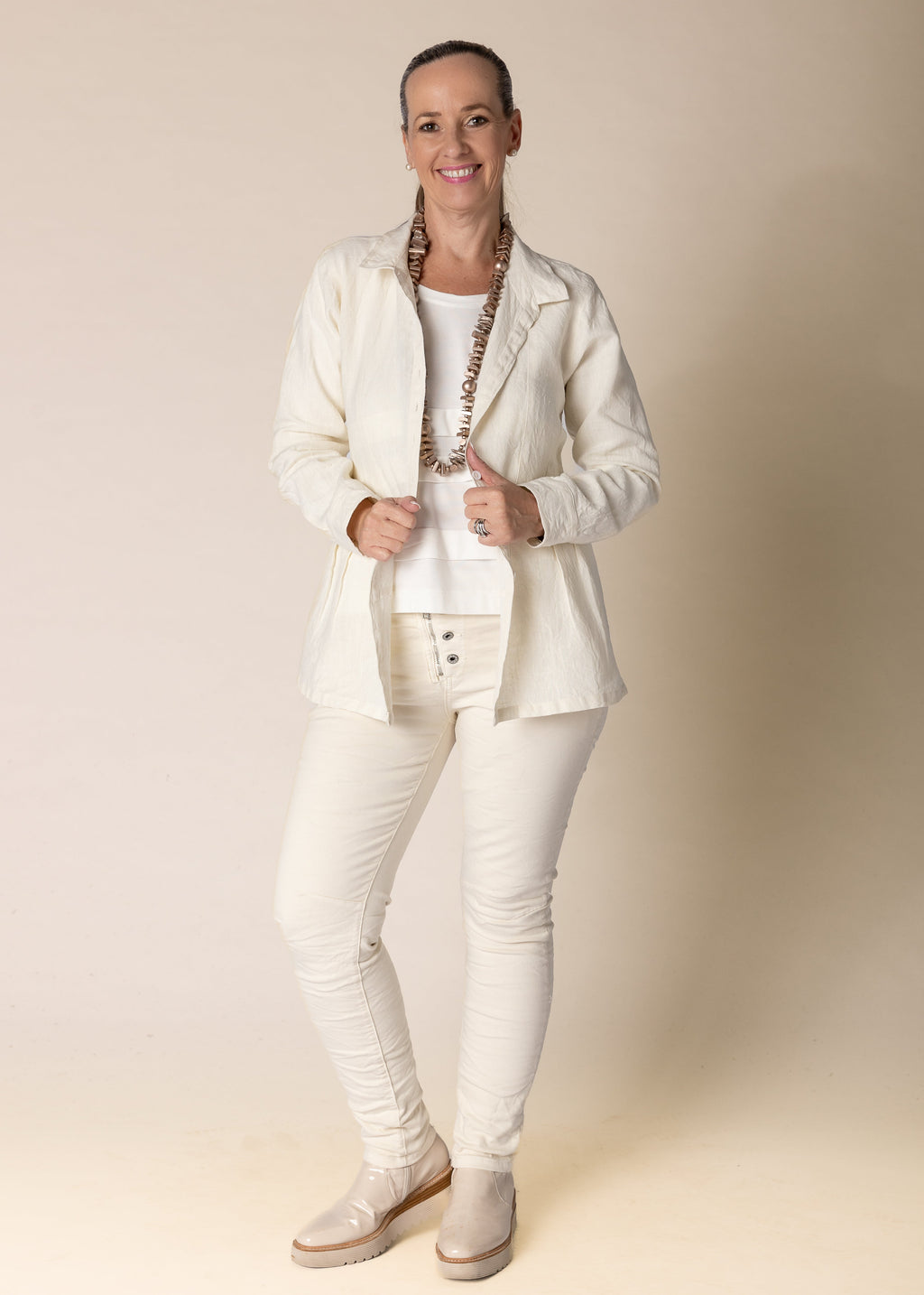 Lilou Linen Top in Cream