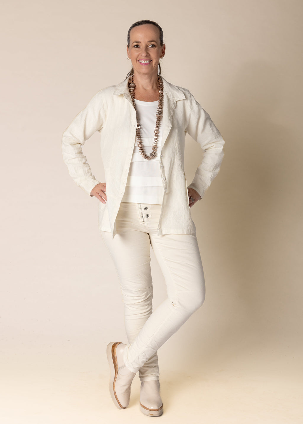 Lilou Linen Top in Cream