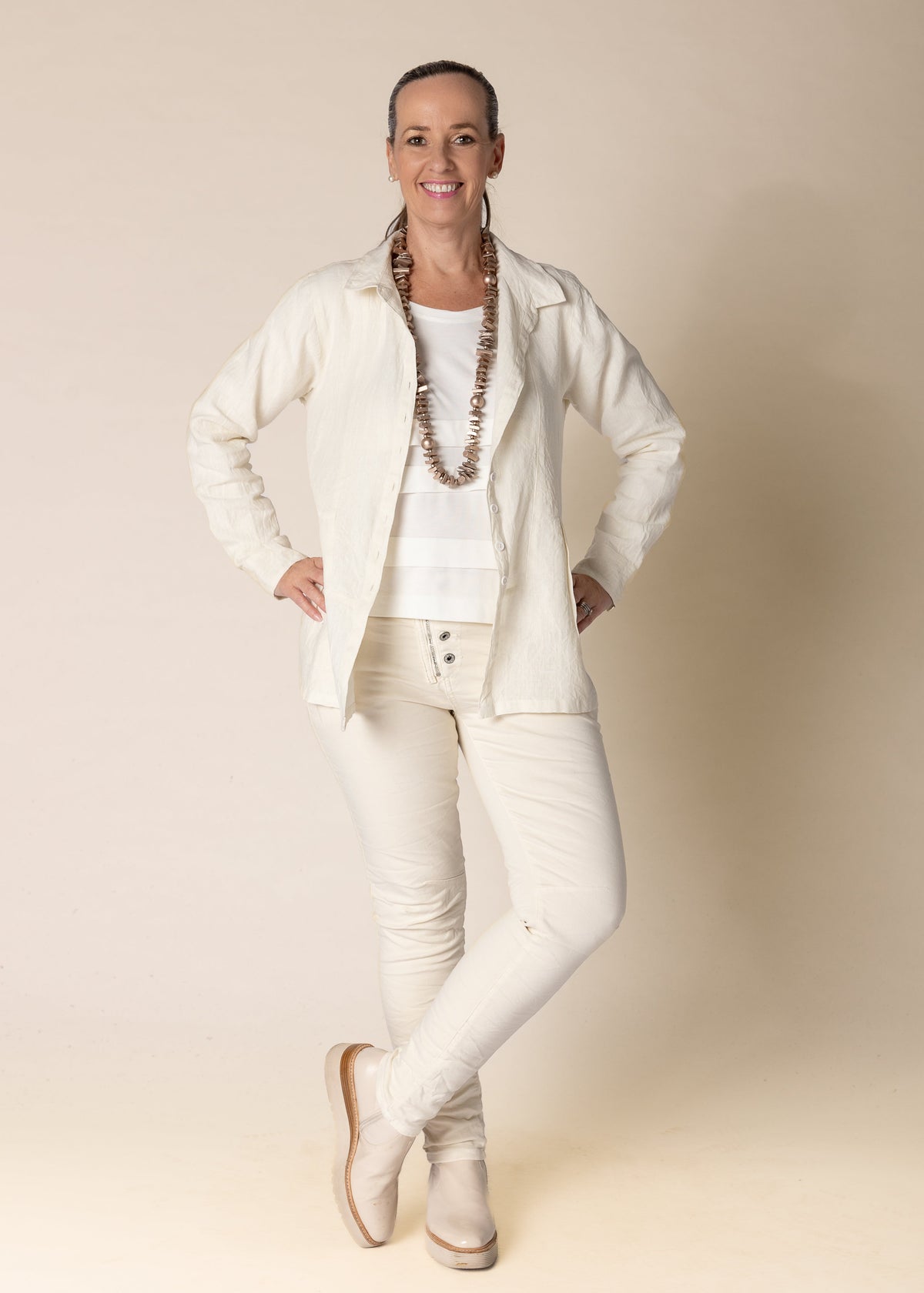 Lilou Linen Top in Cream