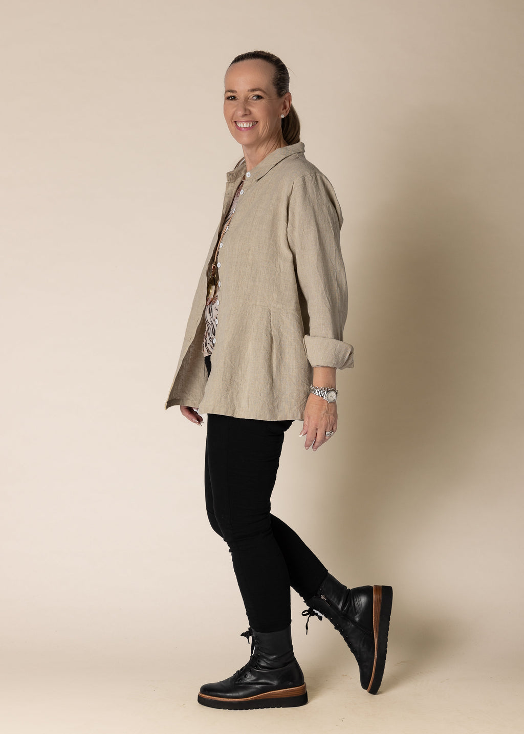 Lilou Linen Top in Latte