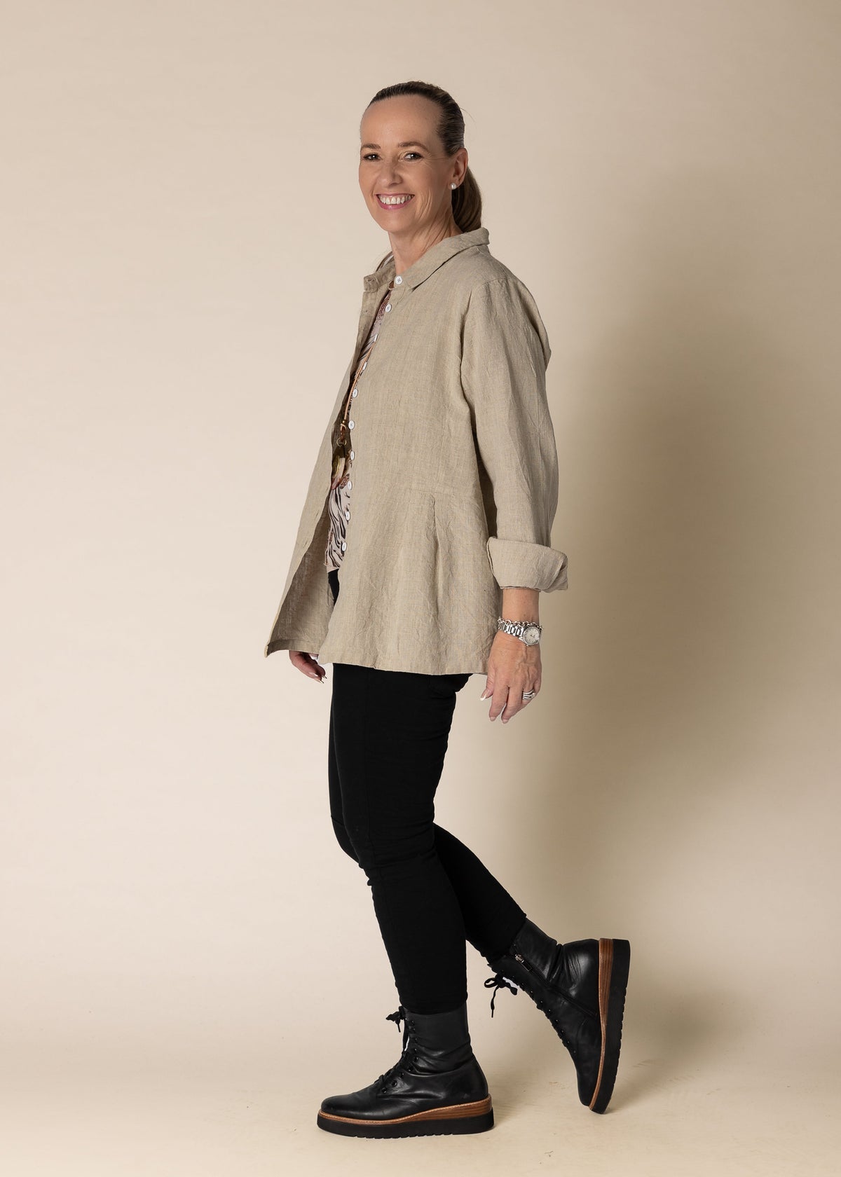 Lilou Linen Top in Latte