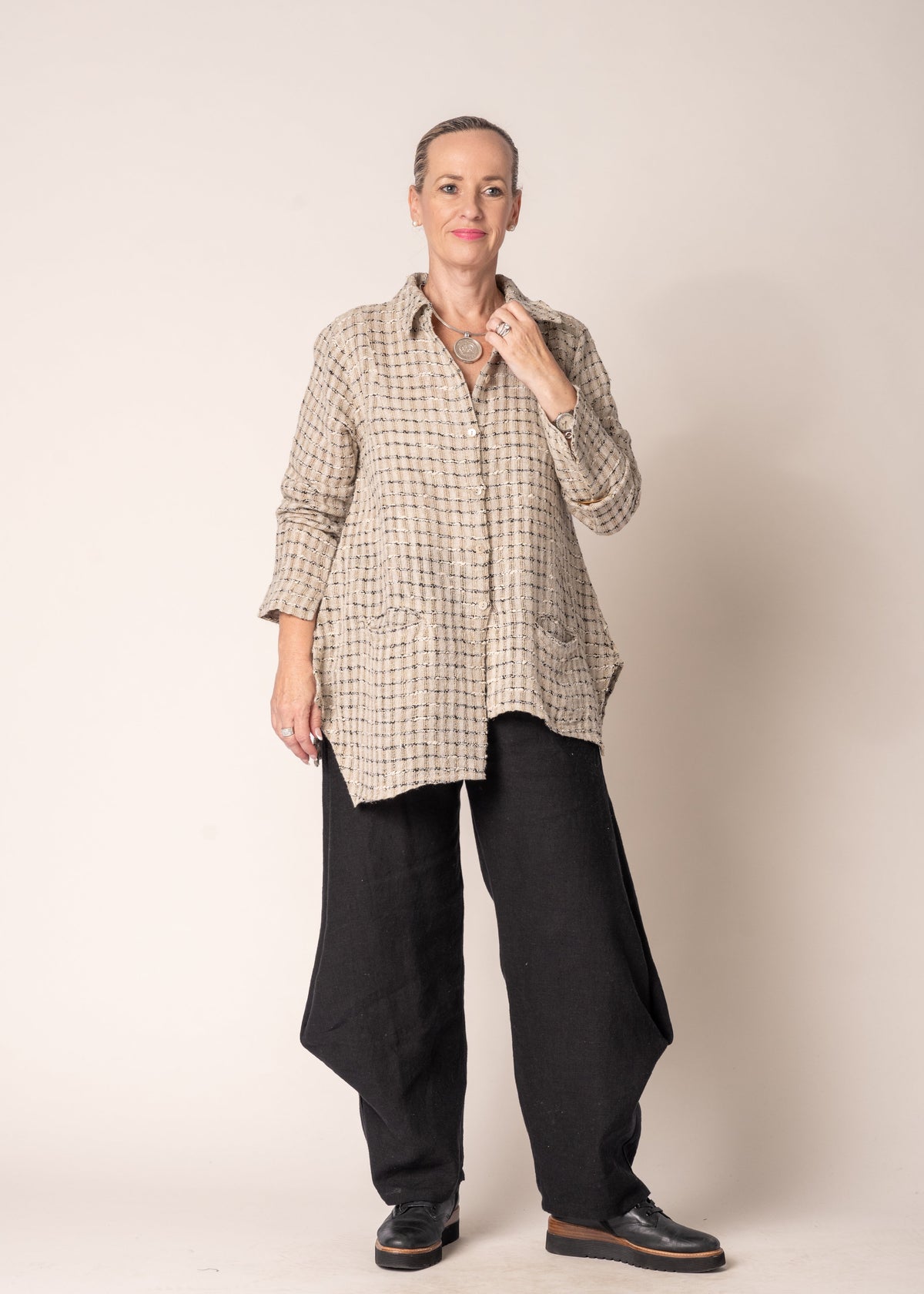 Lucienne Linen Top in Latte