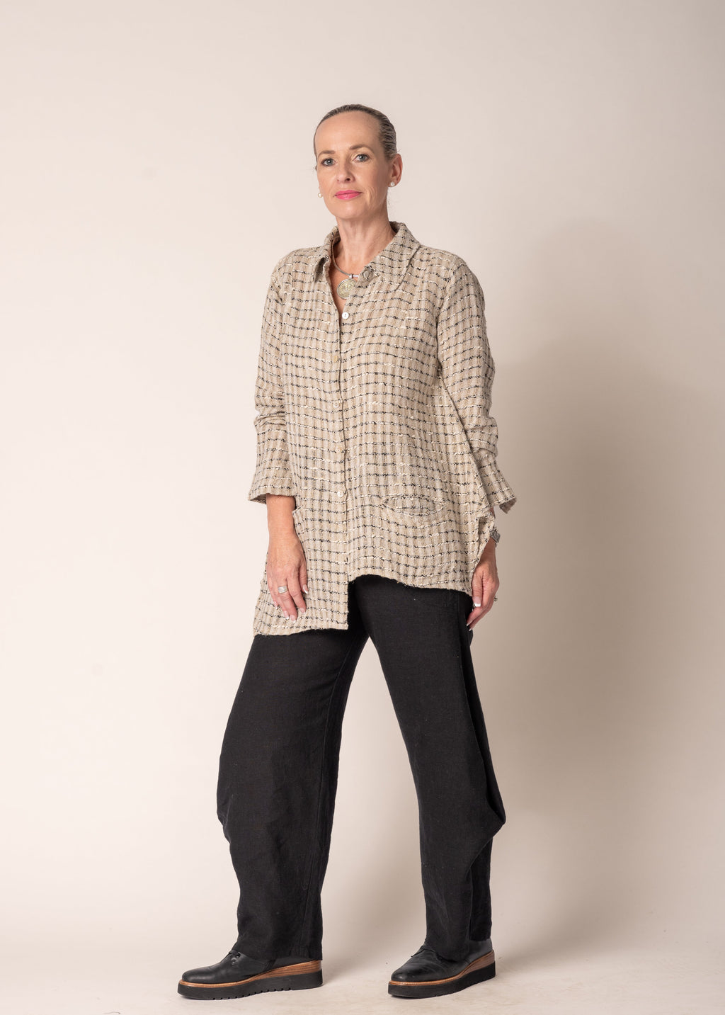 Lucienne Linen Top in Latte