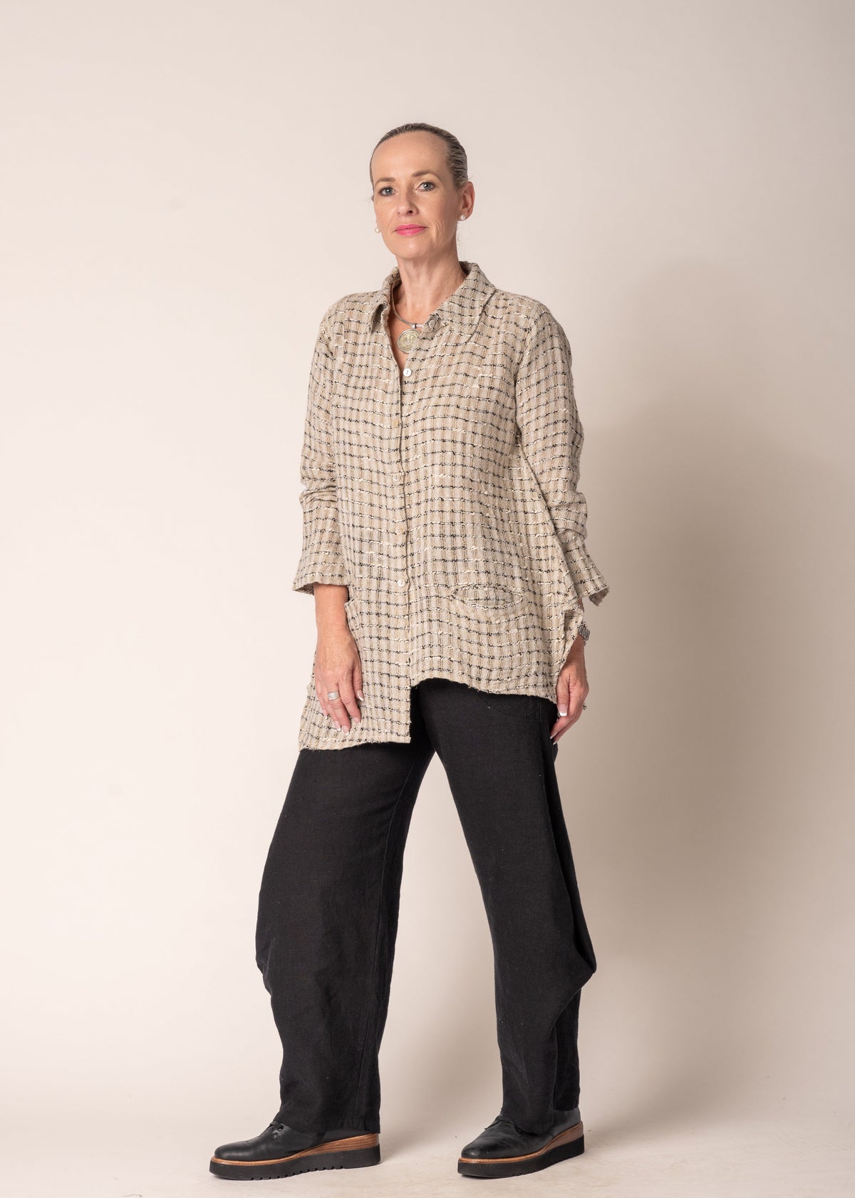 Lucienne Linen Top in Latte