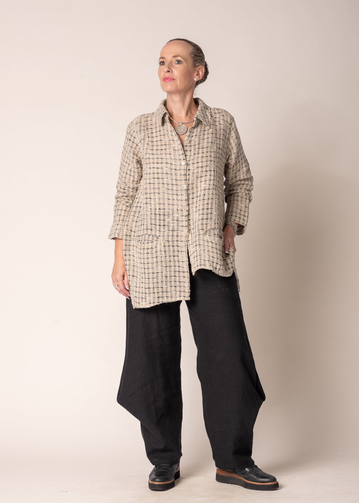 Lucienne Linen Top in Latte