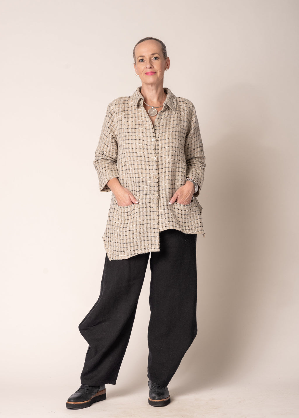 Lucienne Linen Top in Latte