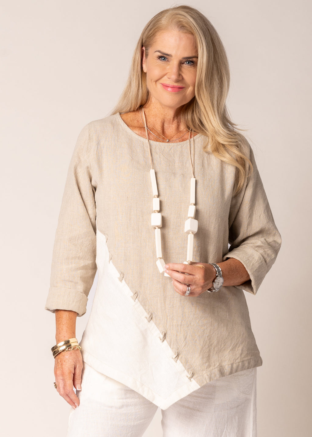 Iliana Linen Top in Latte