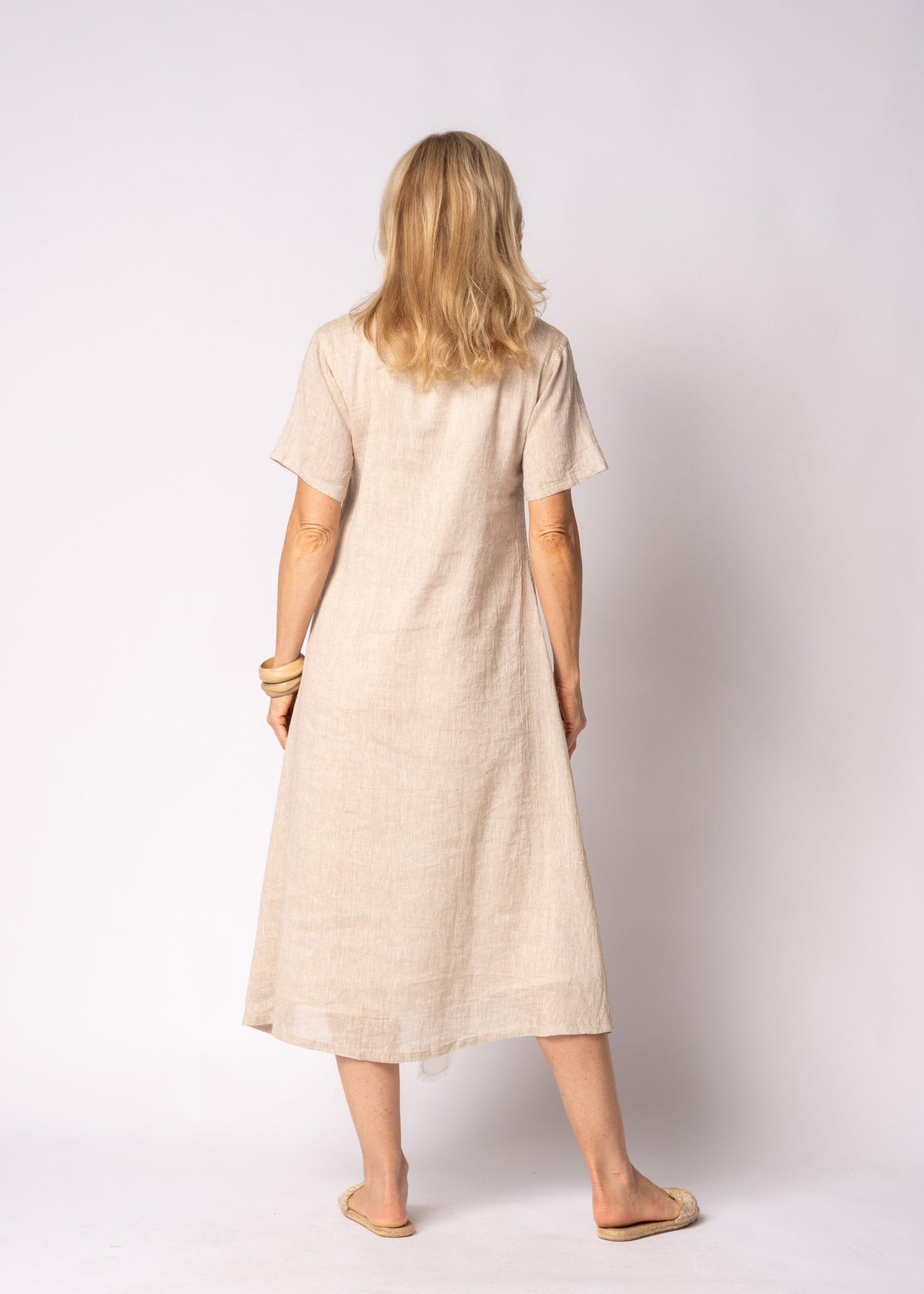 Sophia Linen  Dress in Latte