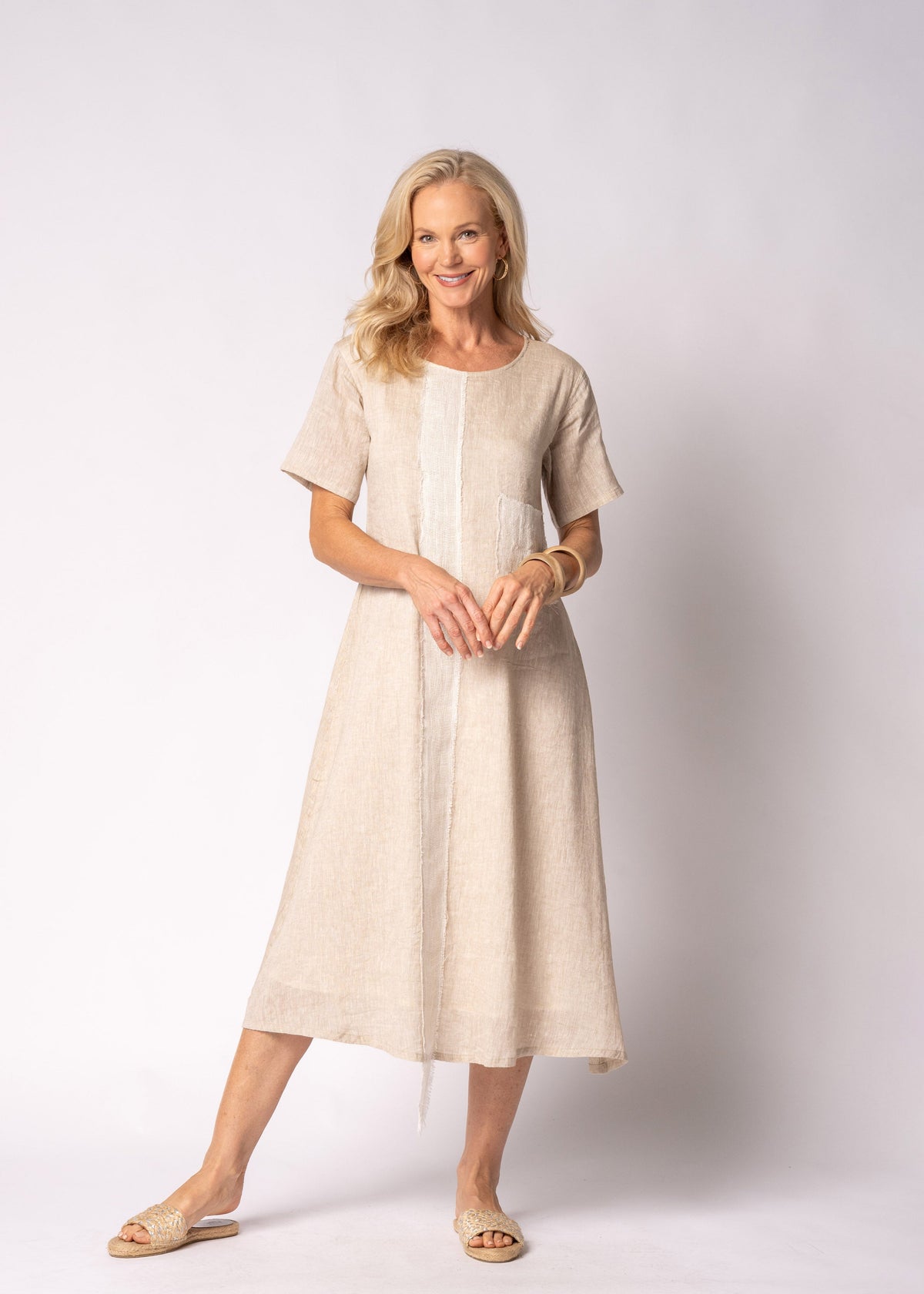 Sophia Linen  Dress in Latte