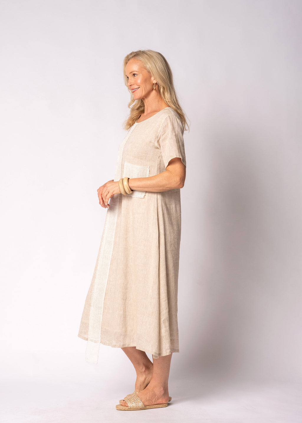 Sophia Linen  Dress in Latte