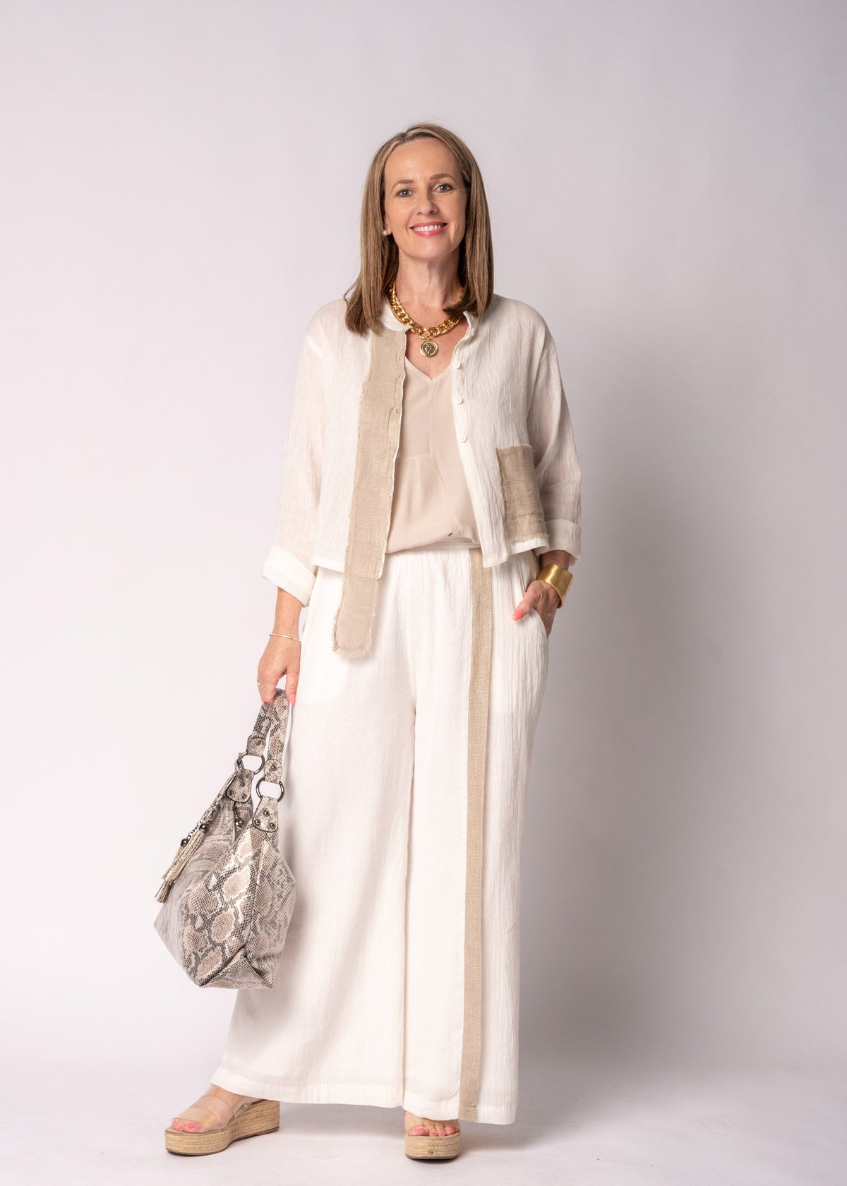 Emery Linen Top in Cream