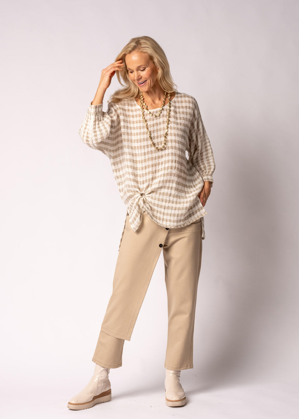 Susanne Linen Top in Latte