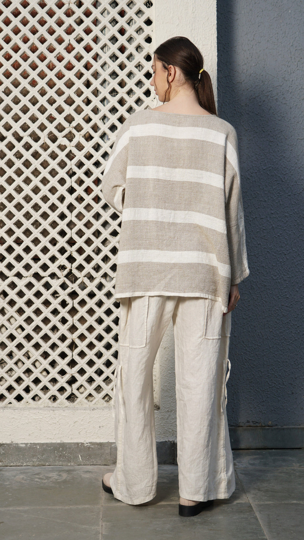 Valente Linen Blend Top in Cream